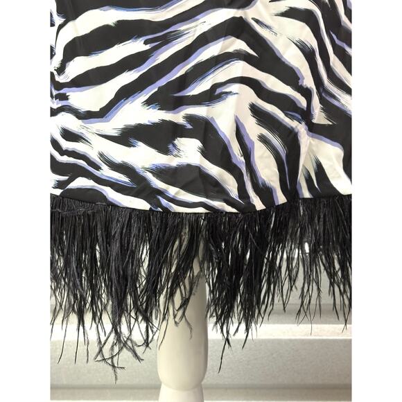 Le Superbe Zebra Stripe Slip Dress, Ostrich Feathers, Women's Size S - Picture 4 of 9